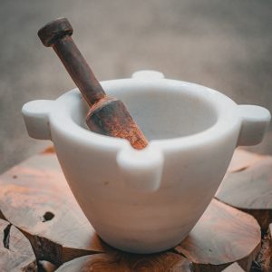 Mortier en Marbre Blanc Ancien Espagne 15cm x 9cm - Les Terres d'Espagne