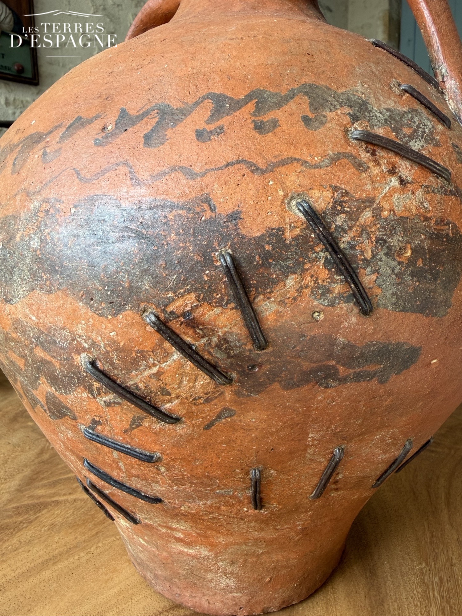Cruche Cántaro en terre cuite ancienne 43cm x 32cm - Les Terres d'Espagne