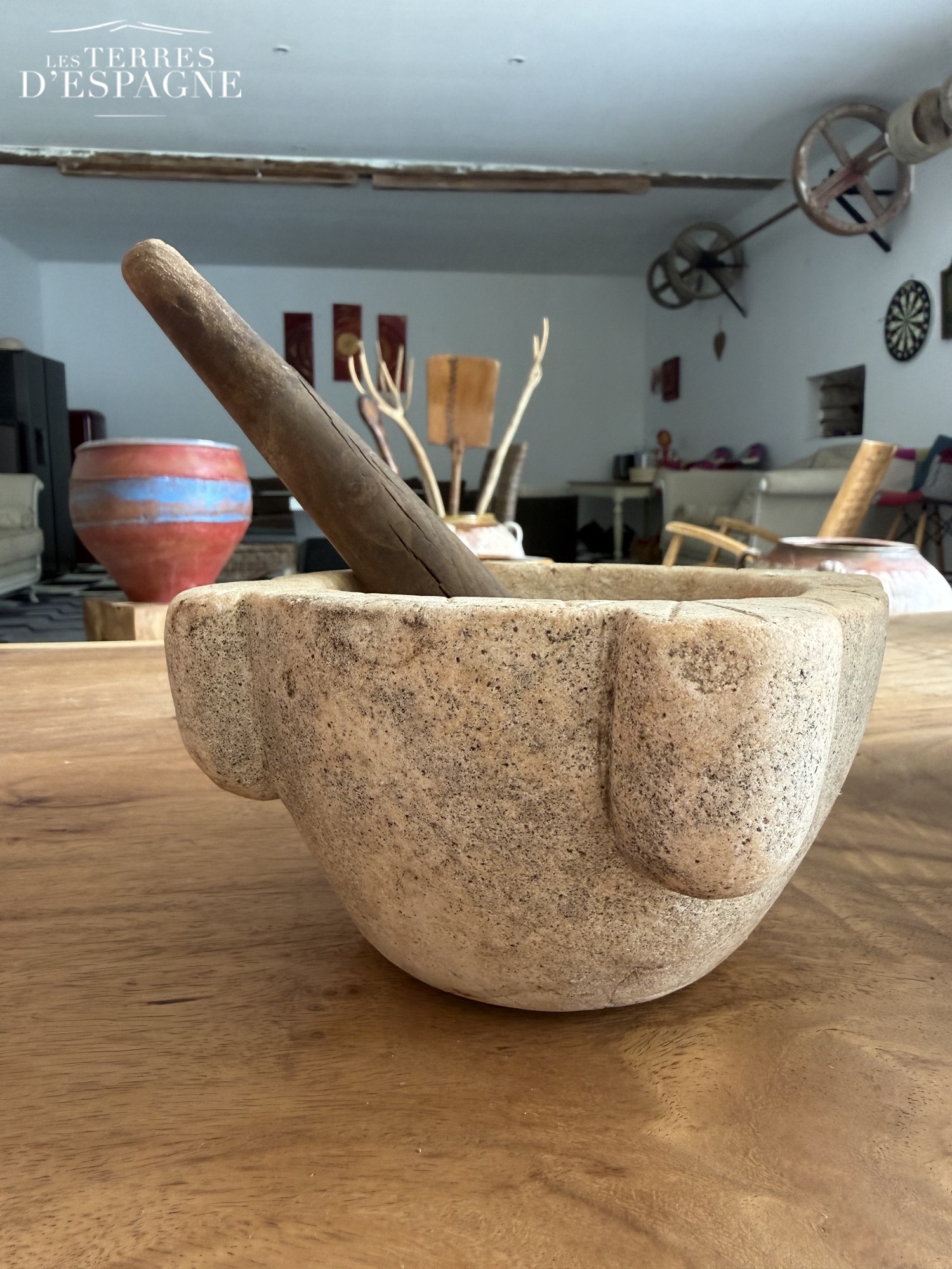 Mortier en pierre ancien 20cm x 15cm - Les Terres d'Espagne